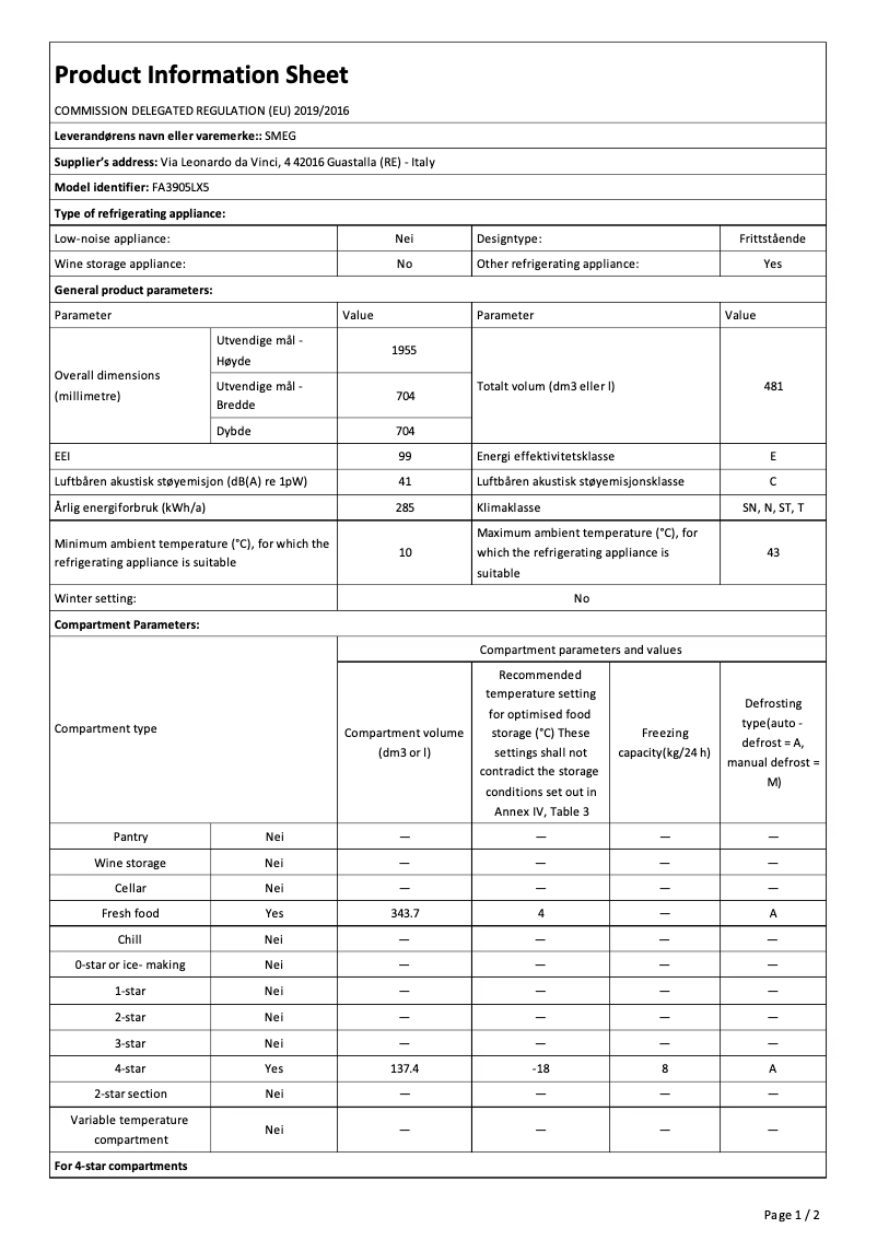 Image de la première page du manuel de l'appareil FA3905LX5