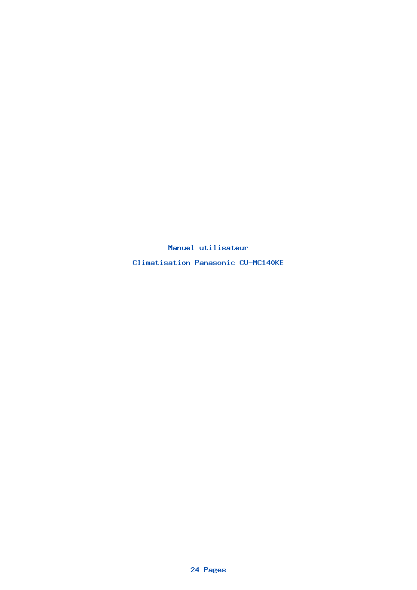 Page 1 de la notice Manuel utilisateur Panasonic CU-MC140KE