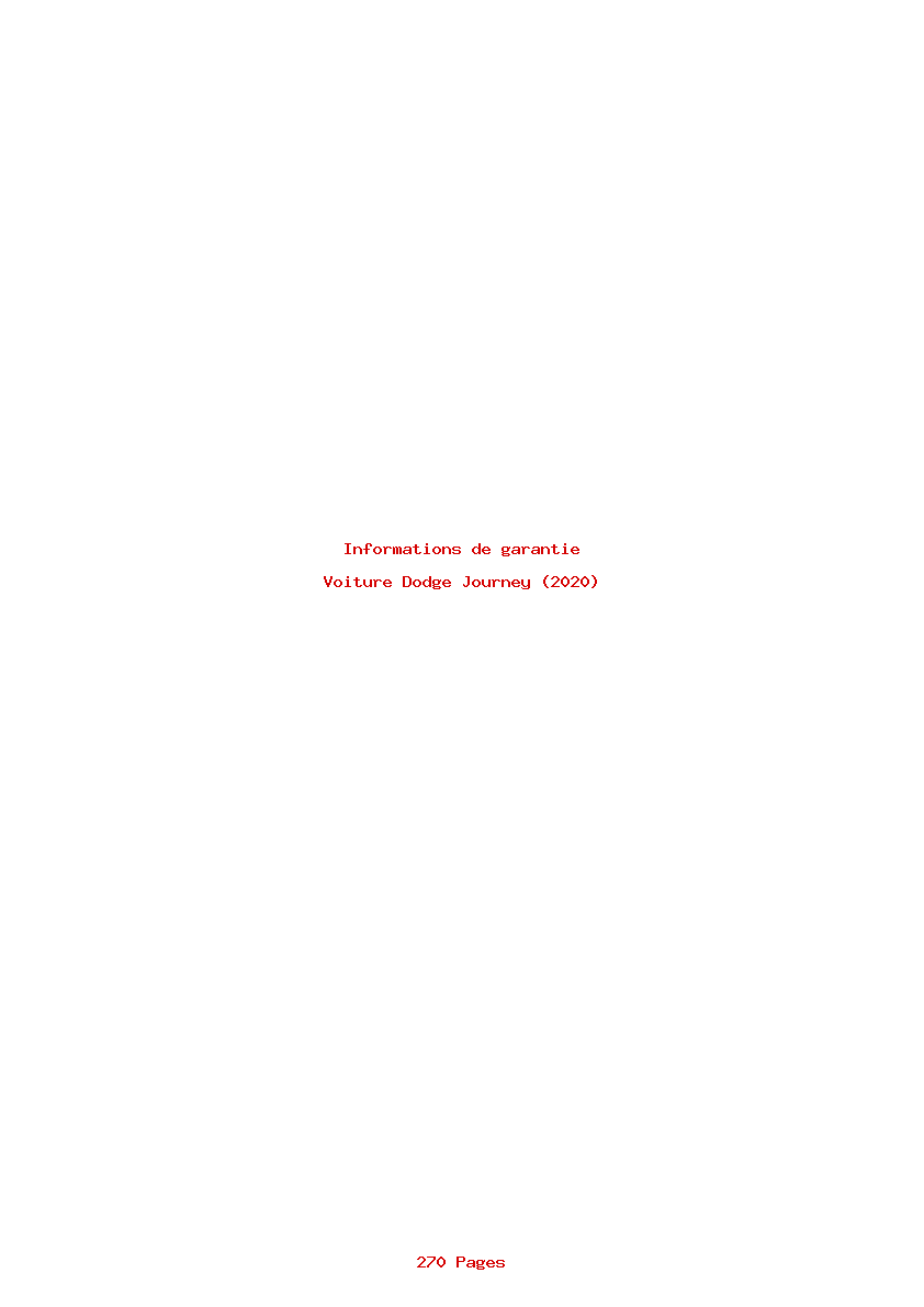 Page 1 de la notice Informations de garantie Dodge Journey (2020)