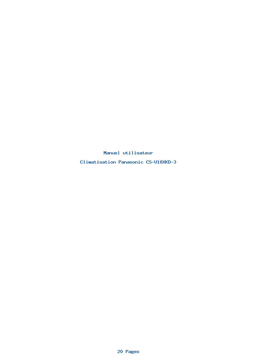 Page 1 de la notice Manuel utilisateur Panasonic CS-U18XKD-3