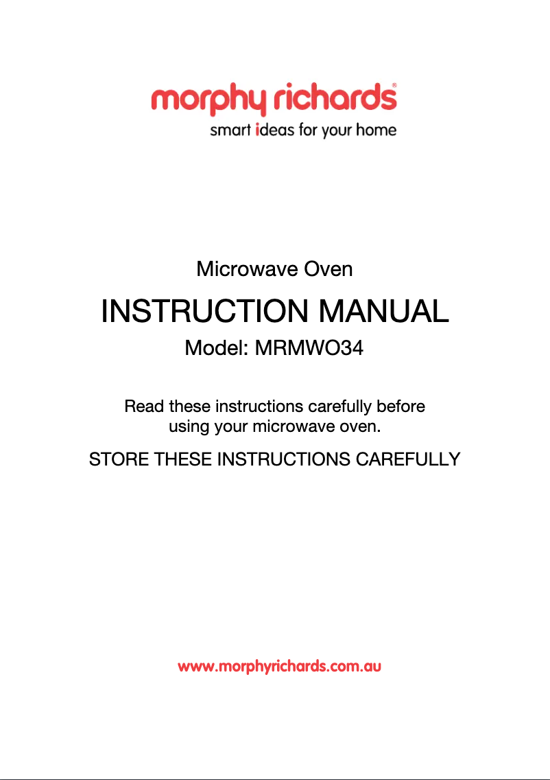 Page 1 de la notice Manuel utilisateur Morphy Richards MRMWO34