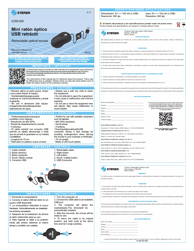 Page 1 de la notice Manuel utilisateur Steren COM-525CNE