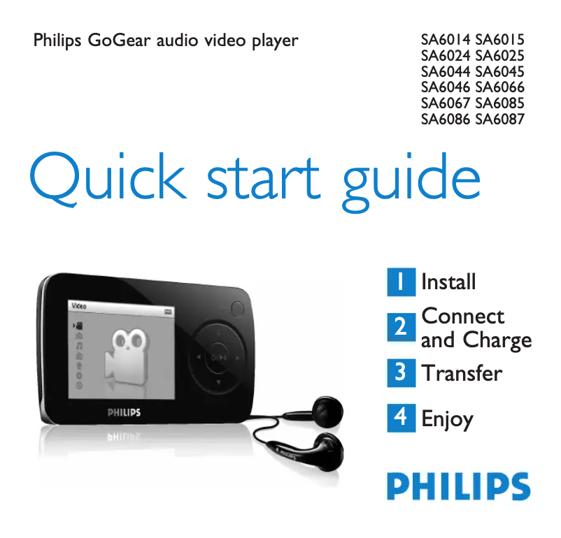 Page 1 of the manual Quick Start Guide Philips GoGear SA6024