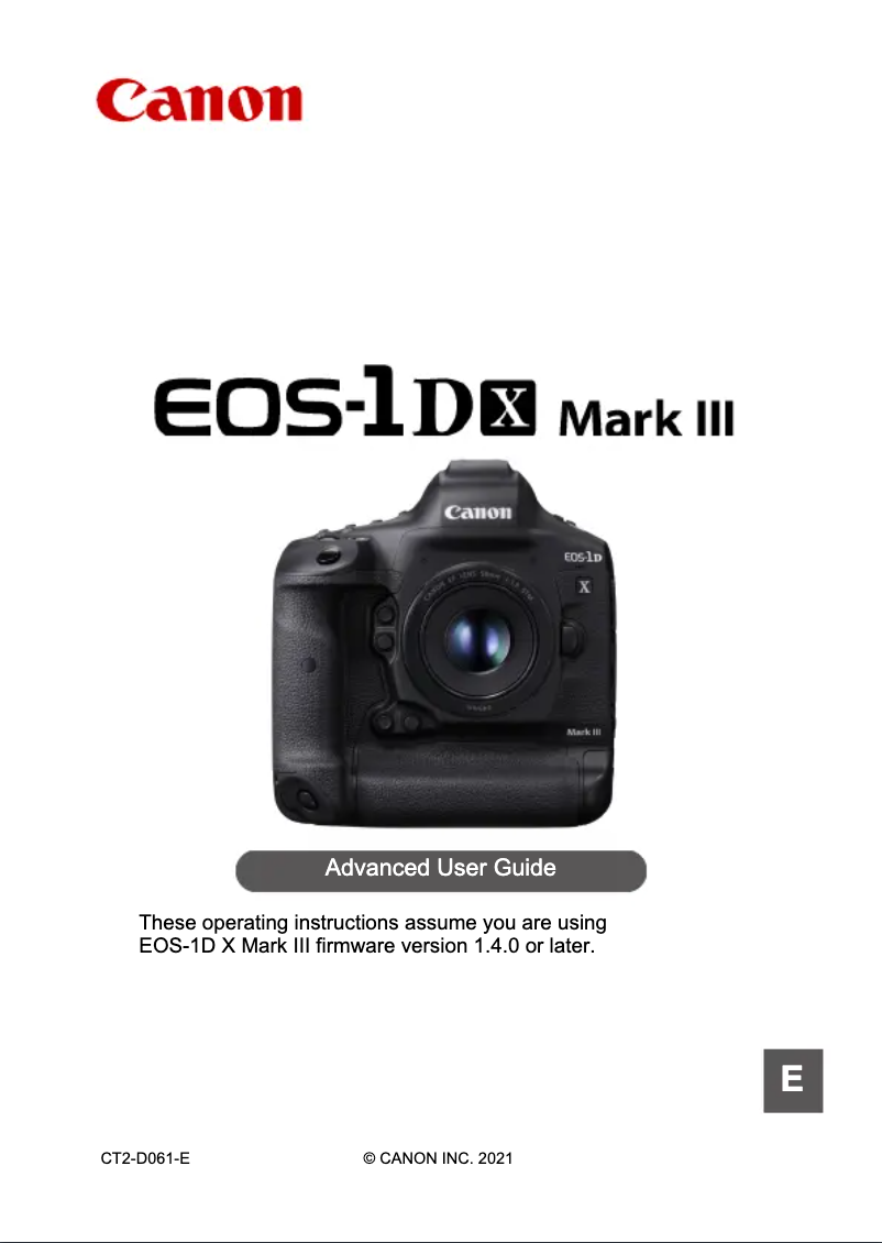 Page 1 de la notice Manuel utilisateur Canon EOS-1DX Mark II