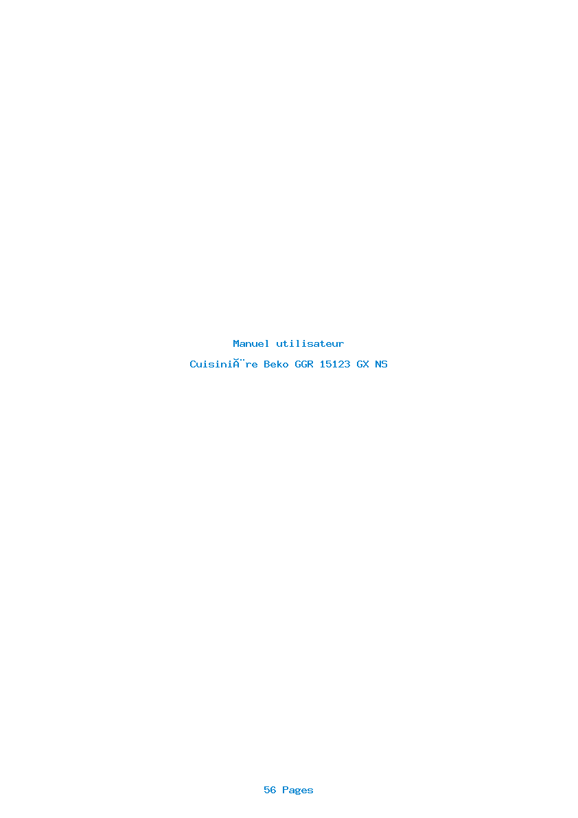 Page 1 de la notice Manuel utilisateur Beko GGR 15123 GX NS
