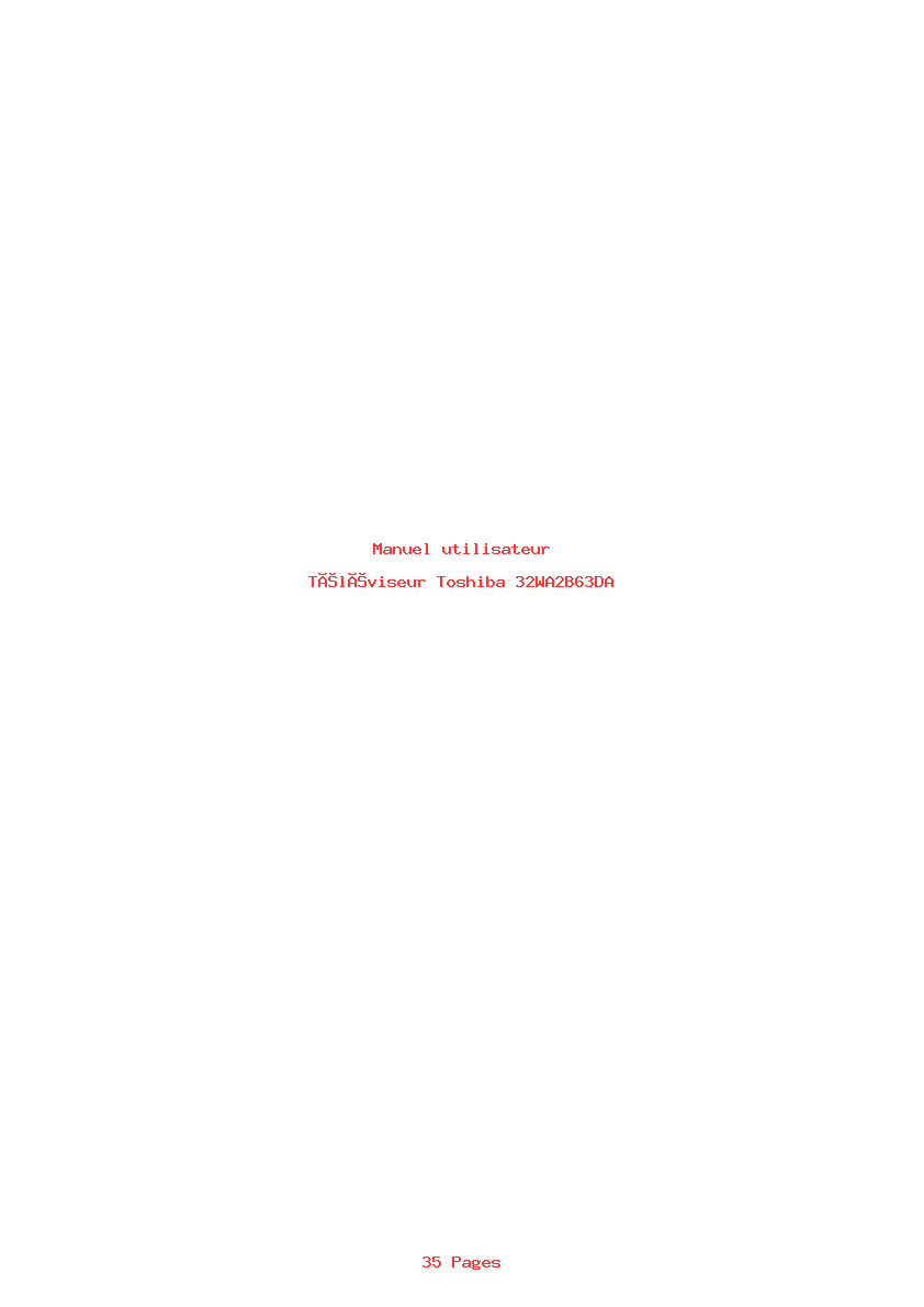 Page 1 de la notice Manuel utilisateur Toshiba 32WA2B63DA