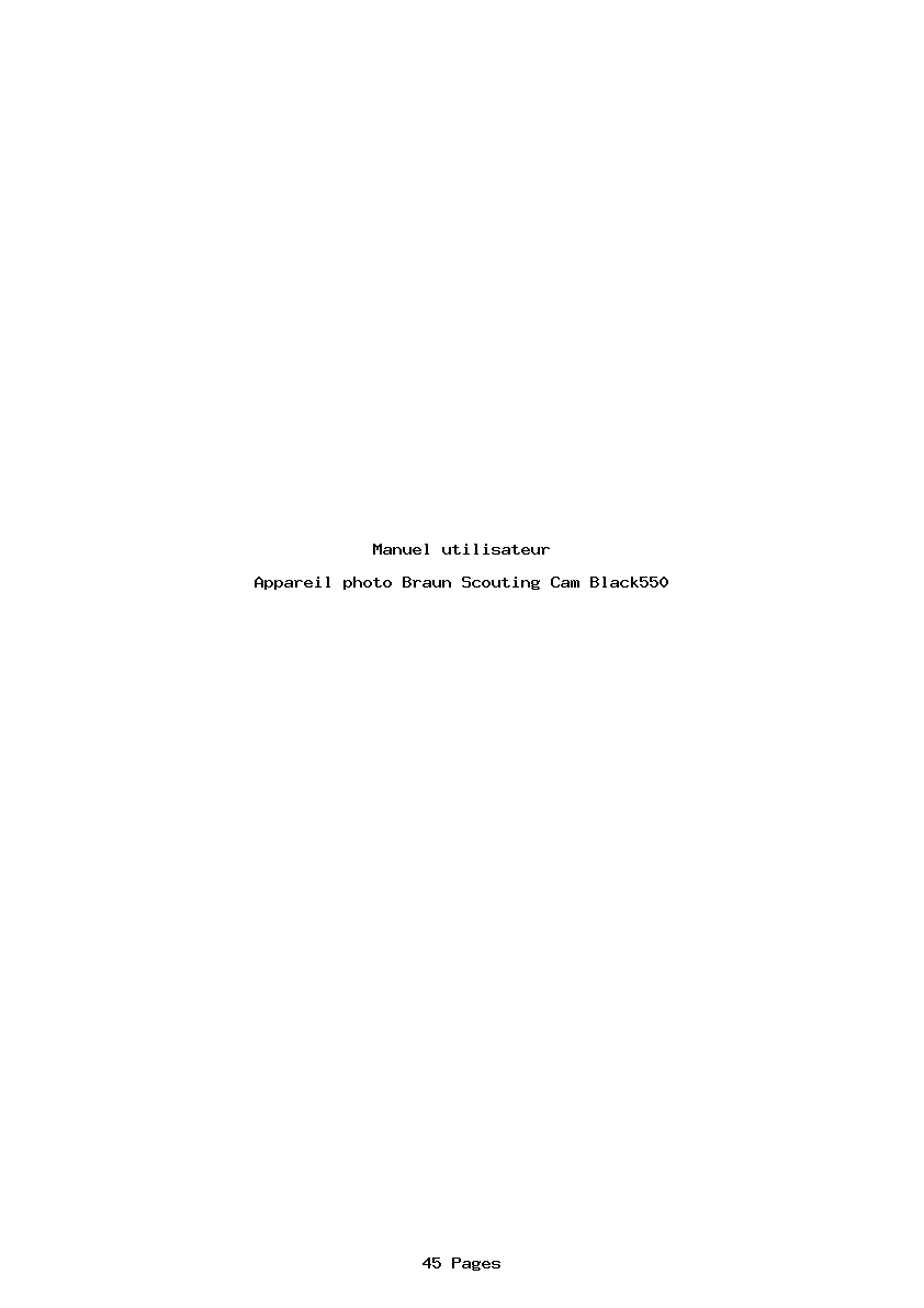 Page 1 de la notice Manuel utilisateur Braun Scouting Cam Black550