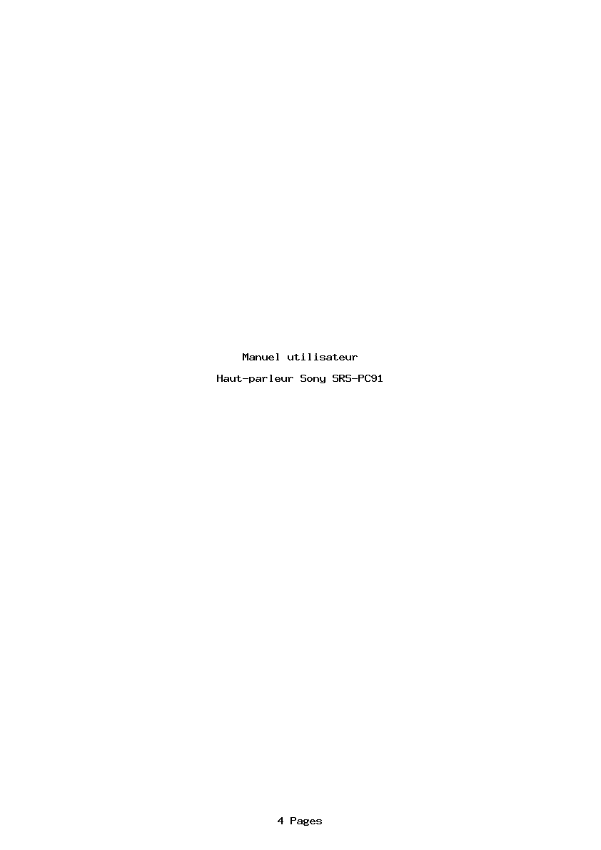 Page 1 de la notice Manuel utilisateur Sony SRS-PC91