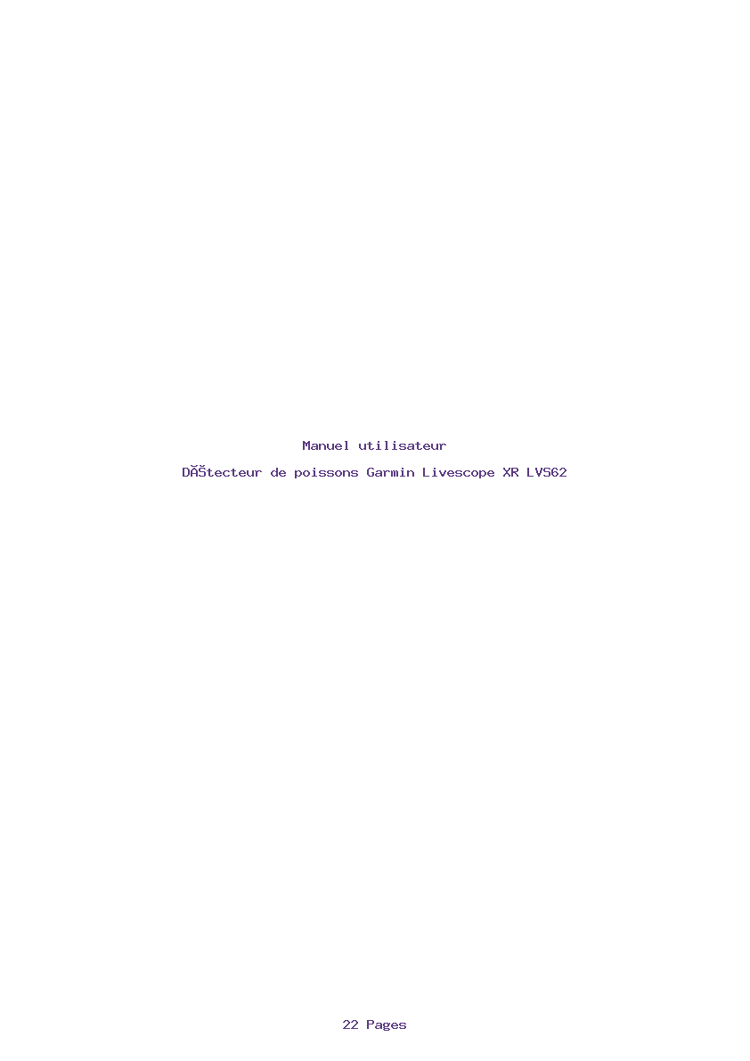 Page 1 de la notice Manuel utilisateur Garmin Livescope XR LVS62