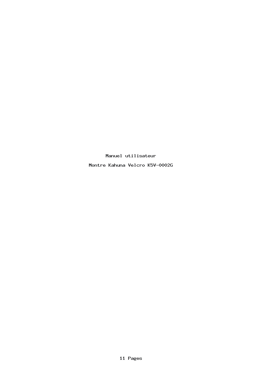 Page 1 de la notice Manuel utilisateur Kahuna Velcro K5V-0002G
