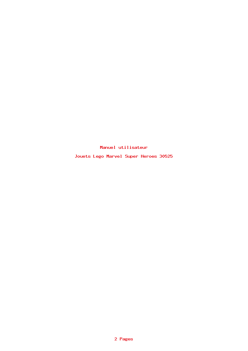Page 1 de la notice Manuel utilisateur Lego Marvel Super Heroes 30525