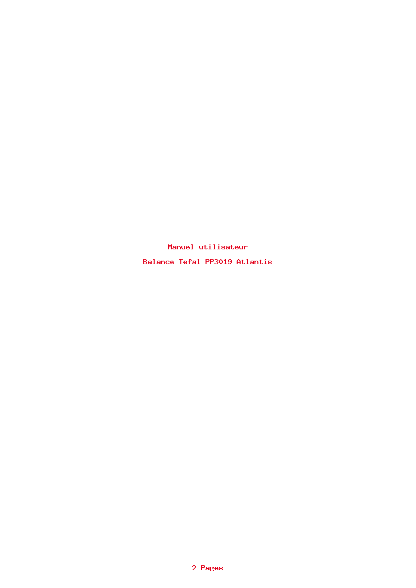 Page 1 de la notice Manuel utilisateur Tefal PP3019 Atlantis