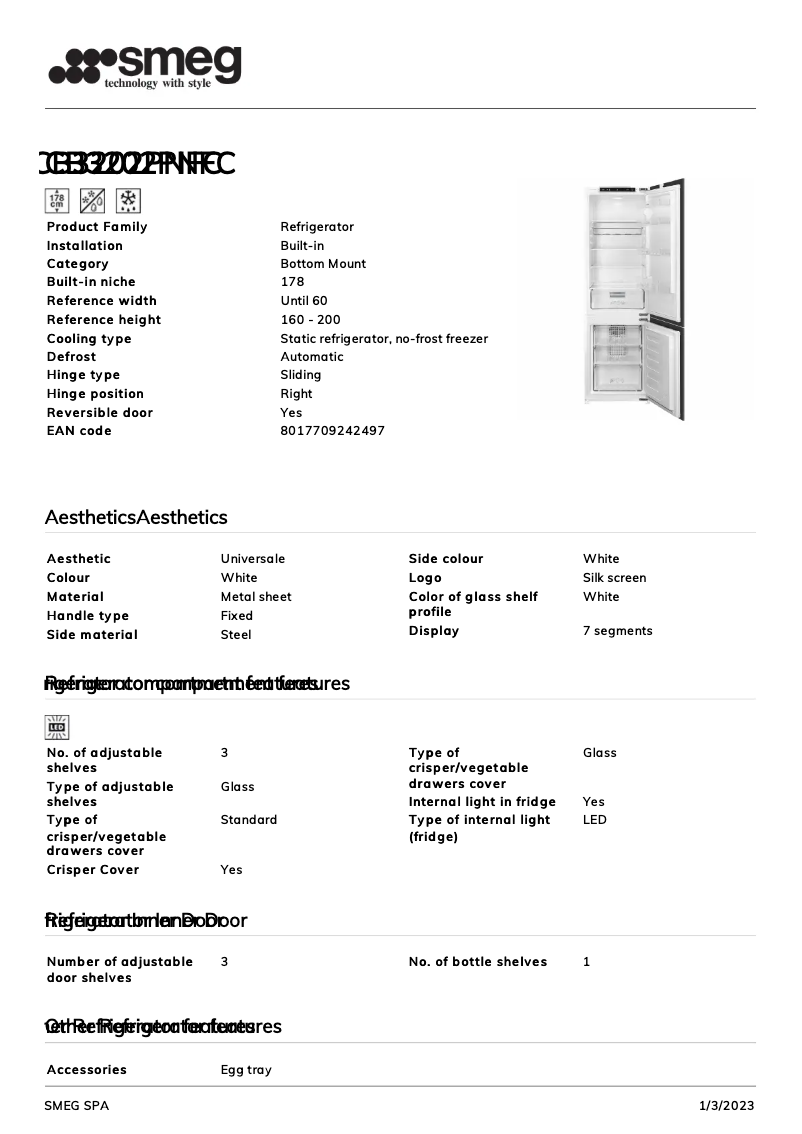 Page 1 de la notice Brochure Smeg CB3202PNFC