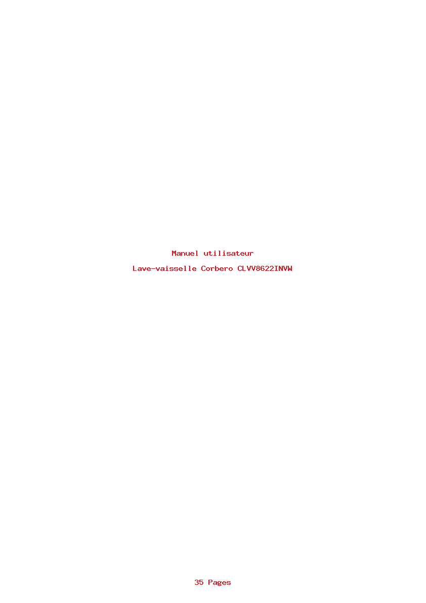 Page 1 de la notice Manuel utilisateur Corbero CLVV8622INVW
