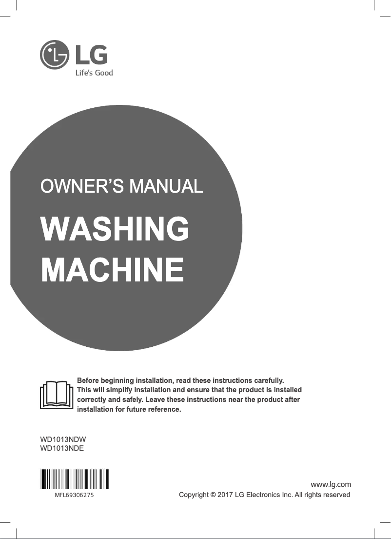 Page 1 of the manual User Manual LG WD1013NDW