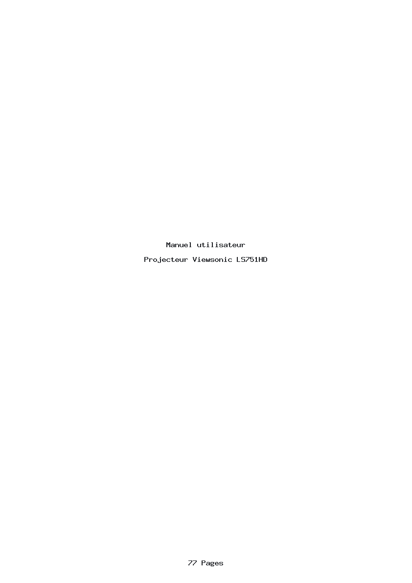 Page 1 de la notice Manuel utilisateur Viewsonic LS751HD