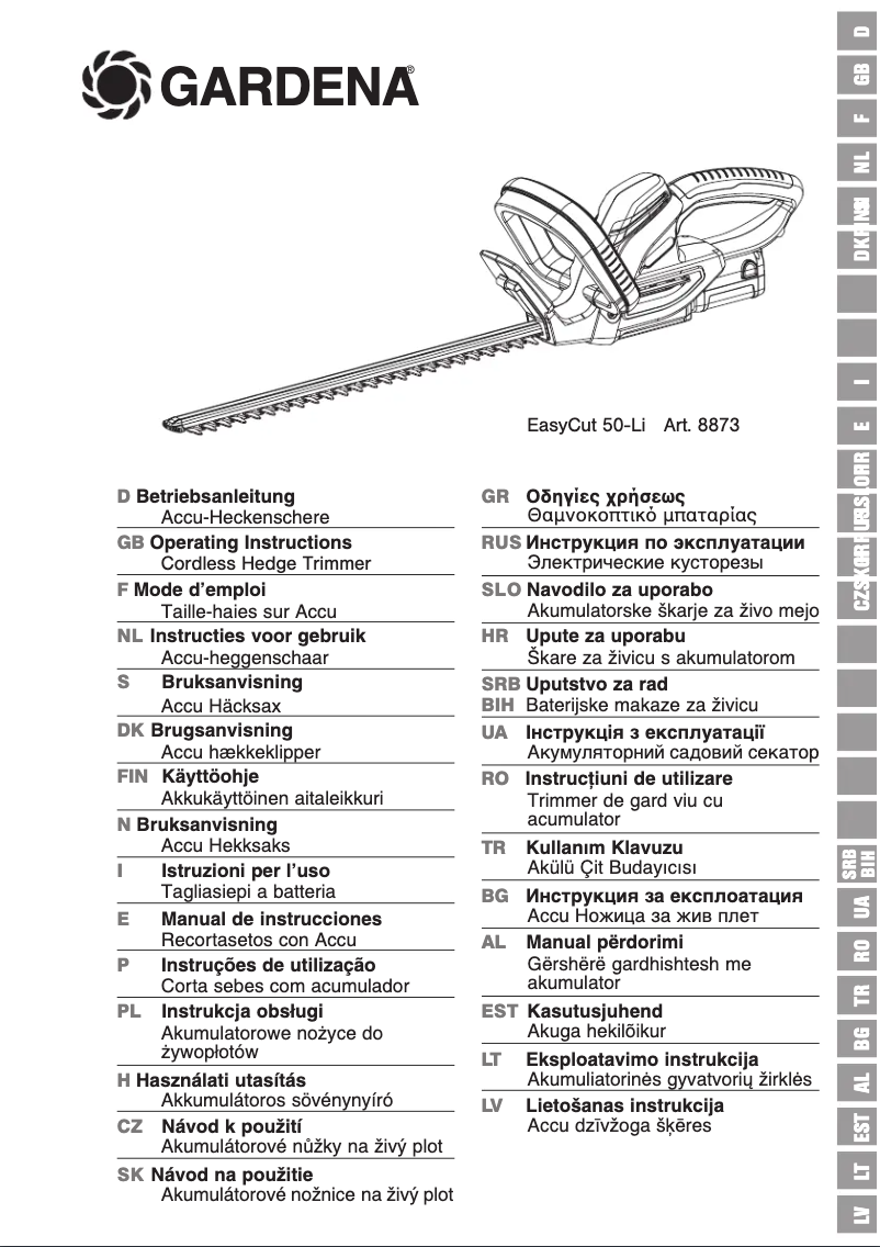 Page 1 de la notice Manuel utilisateur Gardena EasyCut 50