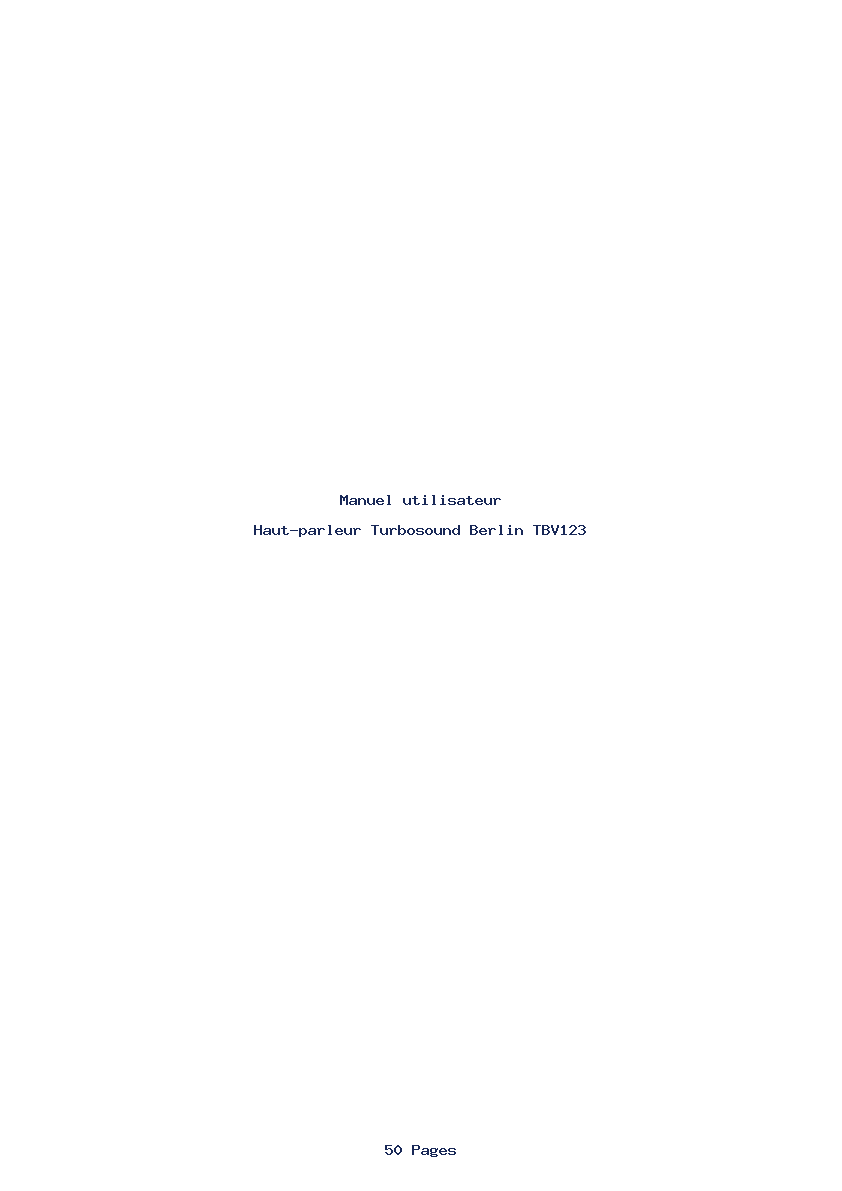 Page 1 de la notice Manuel utilisateur Turbosound Berlin TBV123