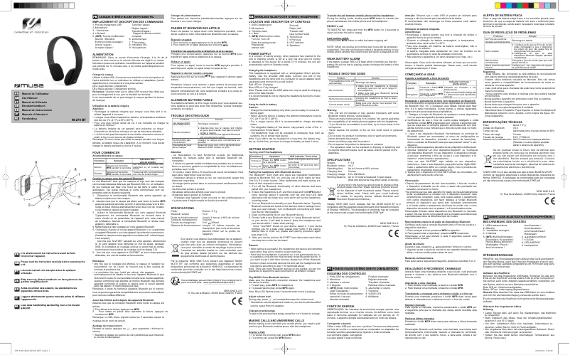 Page 1 de la notice Manuel utilisateur Muse M-270 BT