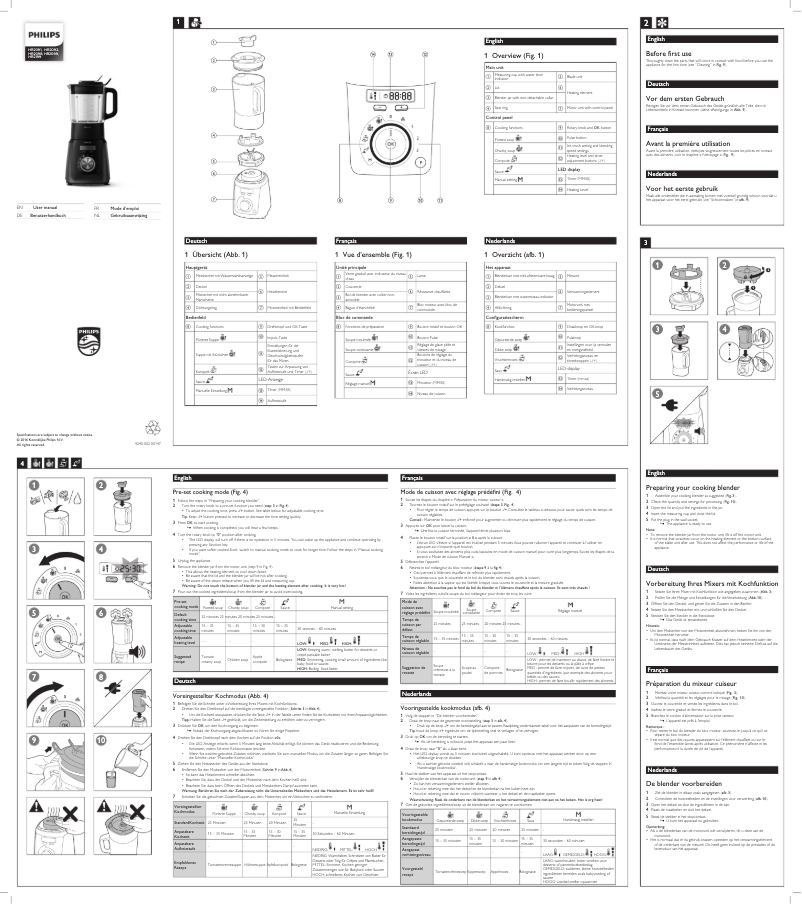 Page 1 de la notice Manuel utilisateur Philips Avance Collection HR2099