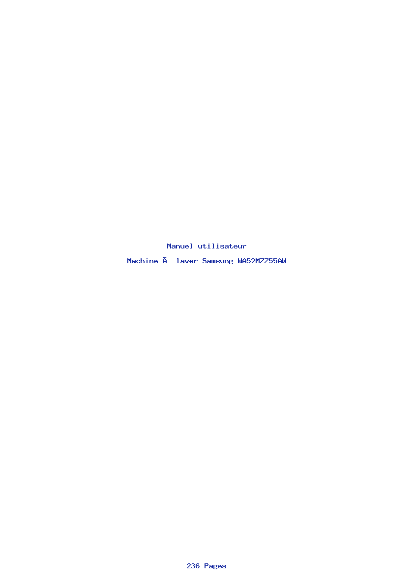 Page 1 de la notice Manuel utilisateur Samsung WA52M7755AW