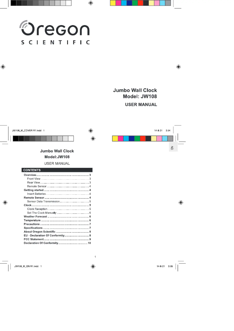 Page 1 de la notice Manuel utilisateur Oregon Scientific JW108