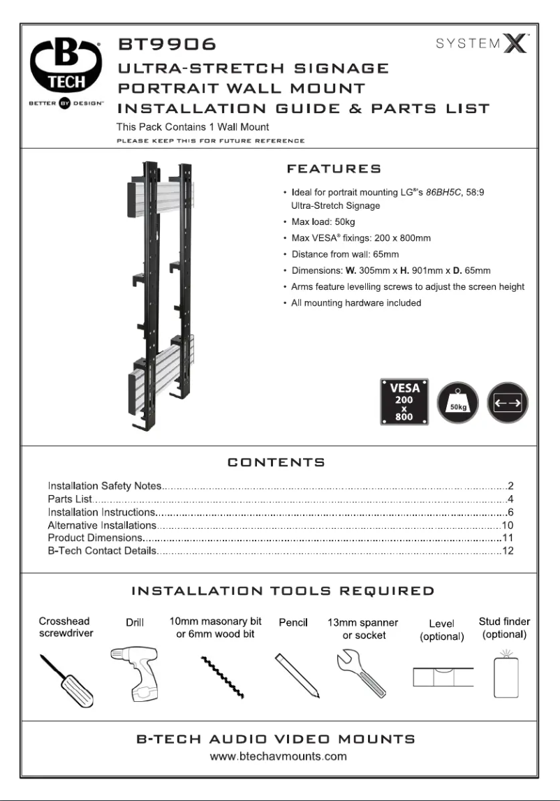 Page 1 of the manual User Manual B-Tech BT9906