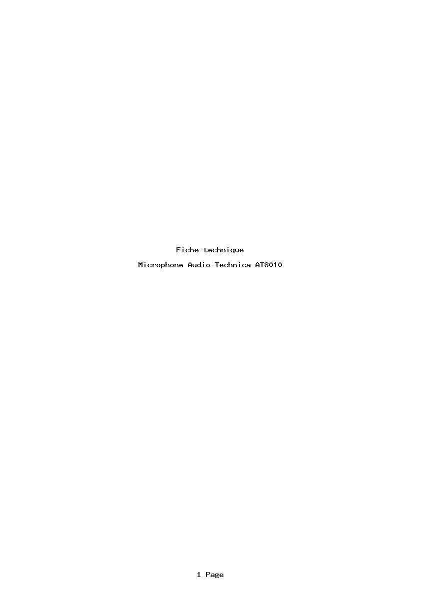 Page 1 de la notice Fiche technique Audio-Technica AT8010