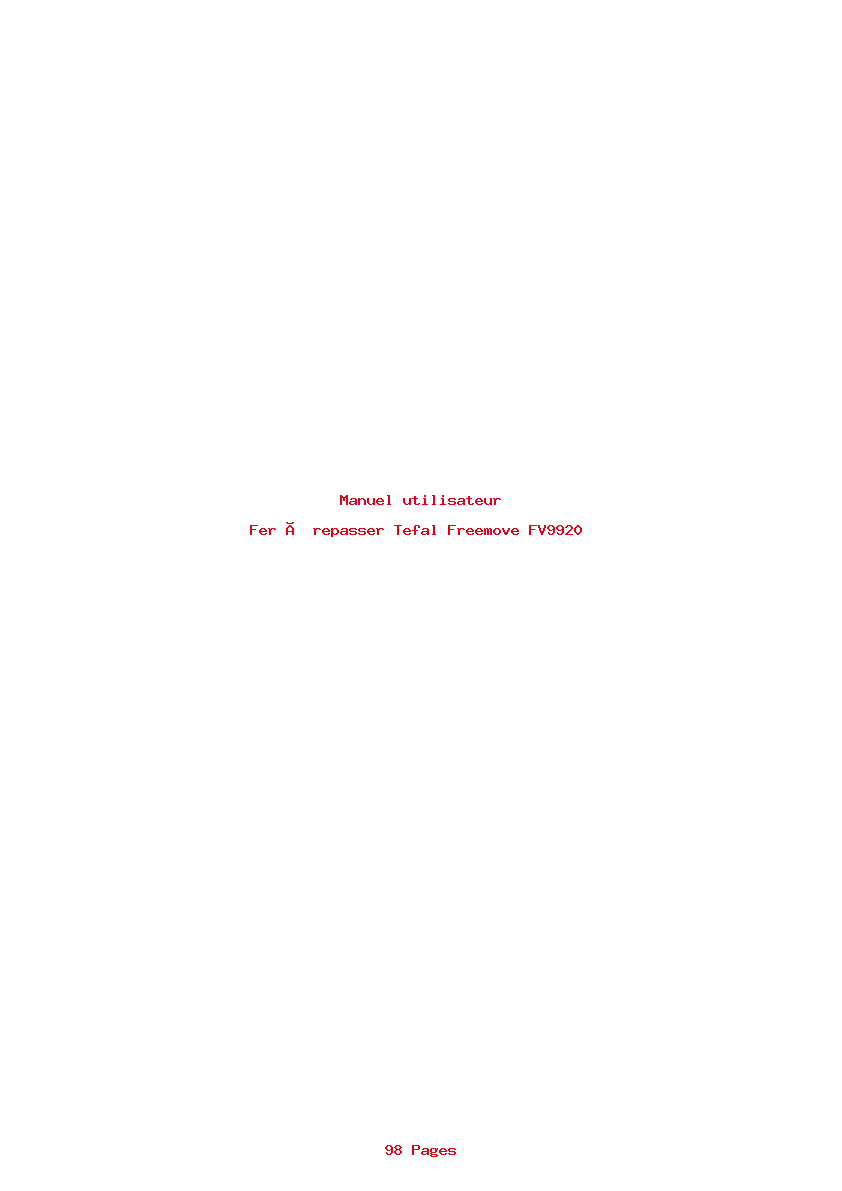 Page 1 de la notice Manuel utilisateur Tefal Freemove FV9920