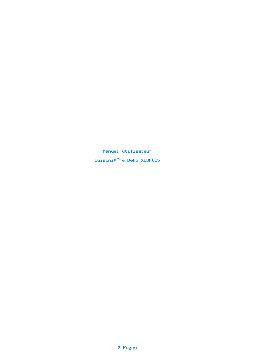 Page 1 de la notice Manuel utilisateur Beko XDDF655
