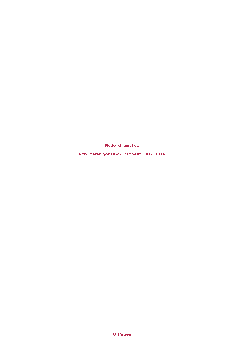 Page 1 de la notice Mode d'emploi Pioneer BDR-101A
