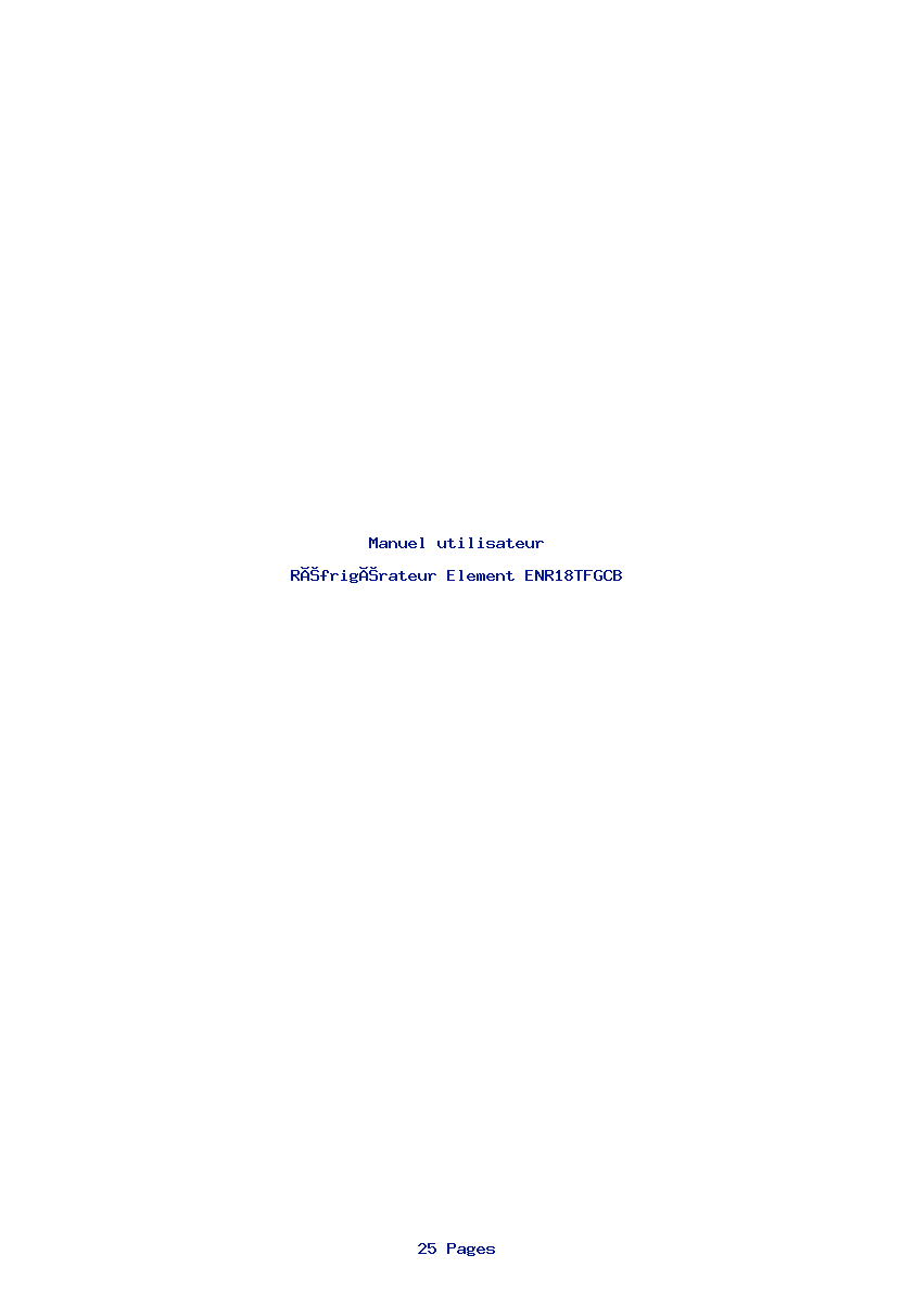 Page 1 de la notice Manuel utilisateur Element ENR18TFGCB