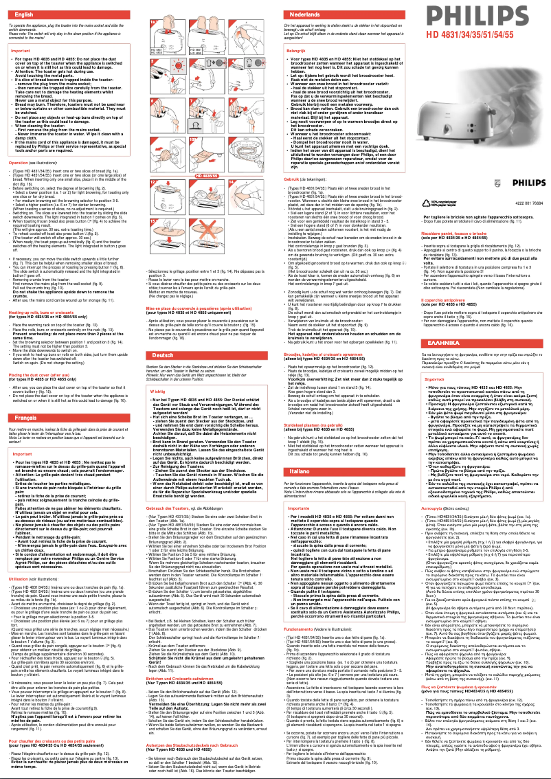 Page n°1 - Manuel utilisateur Philips Sunrise HD4831