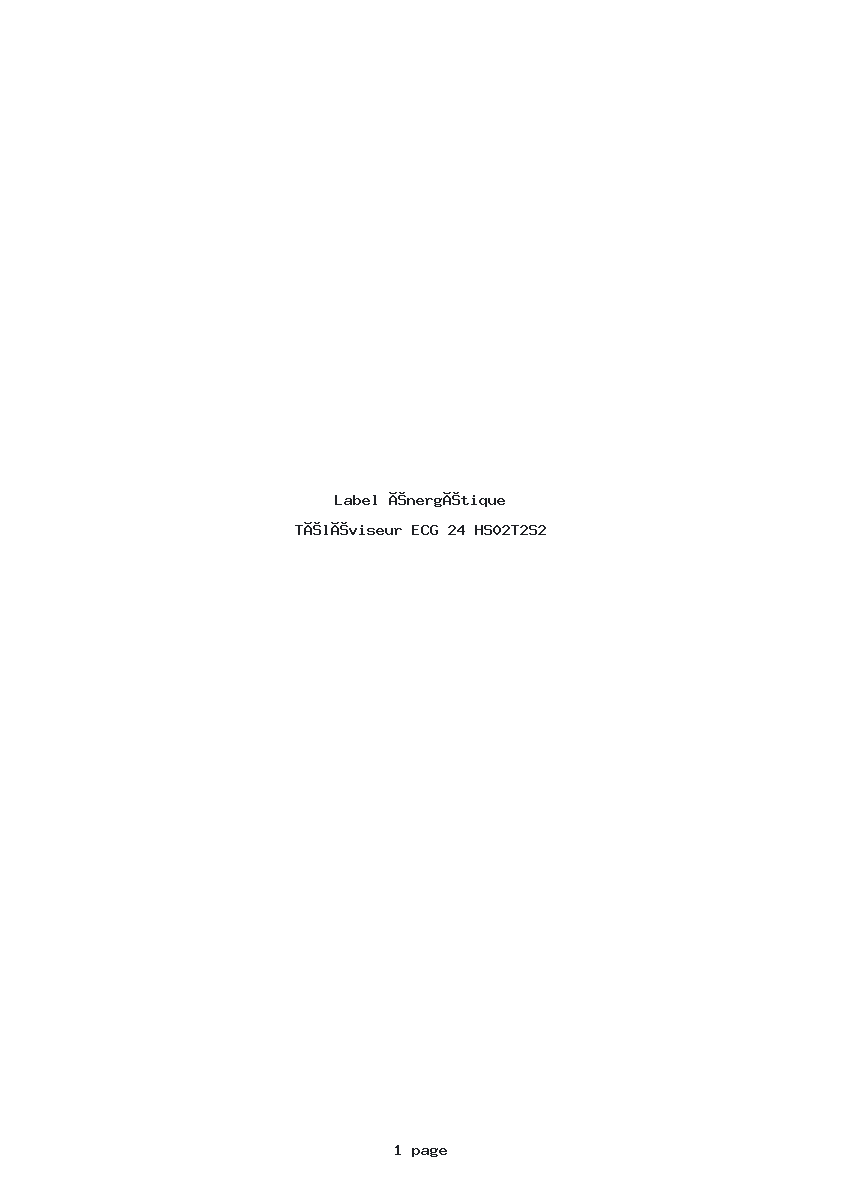 Page 1 de la notice Label énergétique ECG 24 HS02T2S2