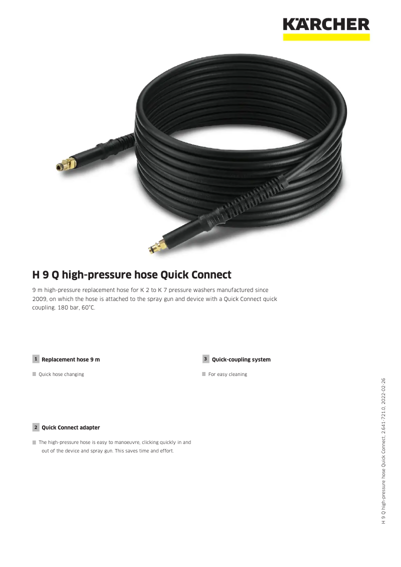 Page 1 de la notice Manuel utilisateur Kärcher H 9 Q -pressure Quick Connect