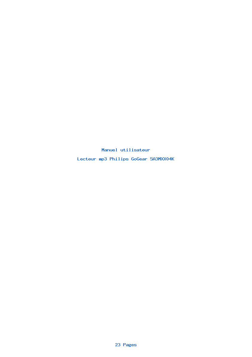 Page 1 de la notice Manuel utilisateur Philips GoGear SA3MXX04K