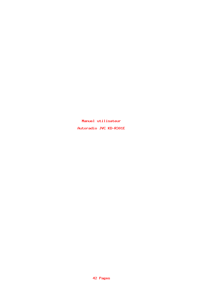 Page 1 de la notice Manuel utilisateur JVC KD-R301E
