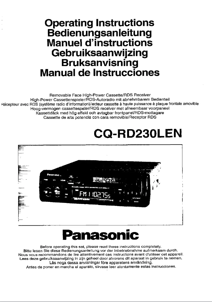 Página 1 del manual Manual de usuario Panasonic CQ-RD230LEN