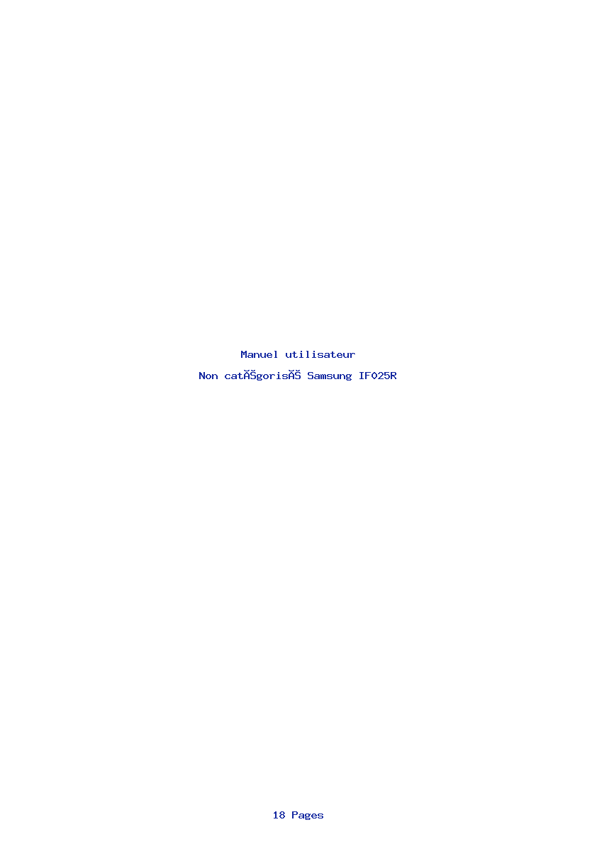 Page 1 de la notice Manuel utilisateur Samsung IF025R