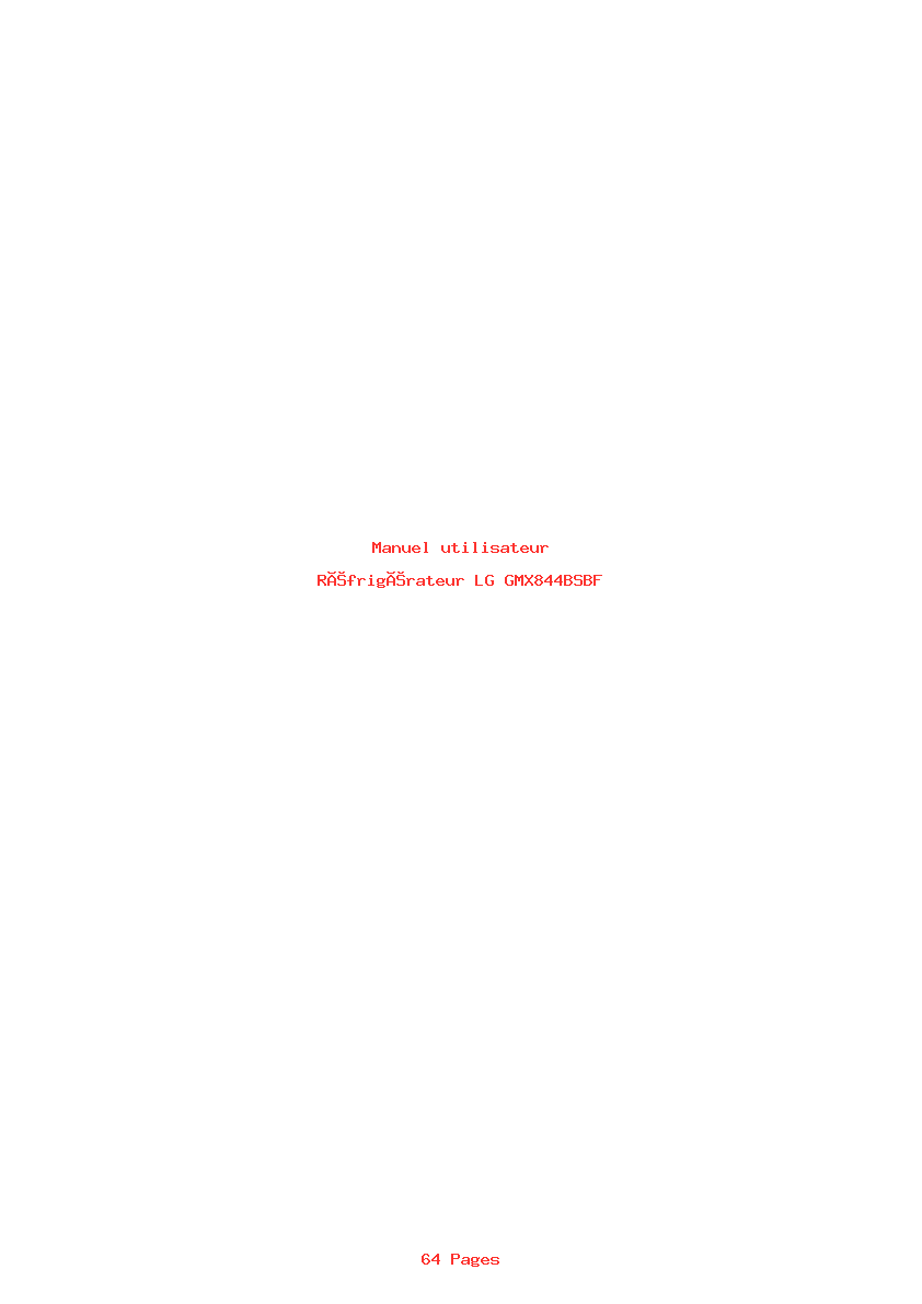 Page 1 de la notice Manuel utilisateur LG GMX844BSBF