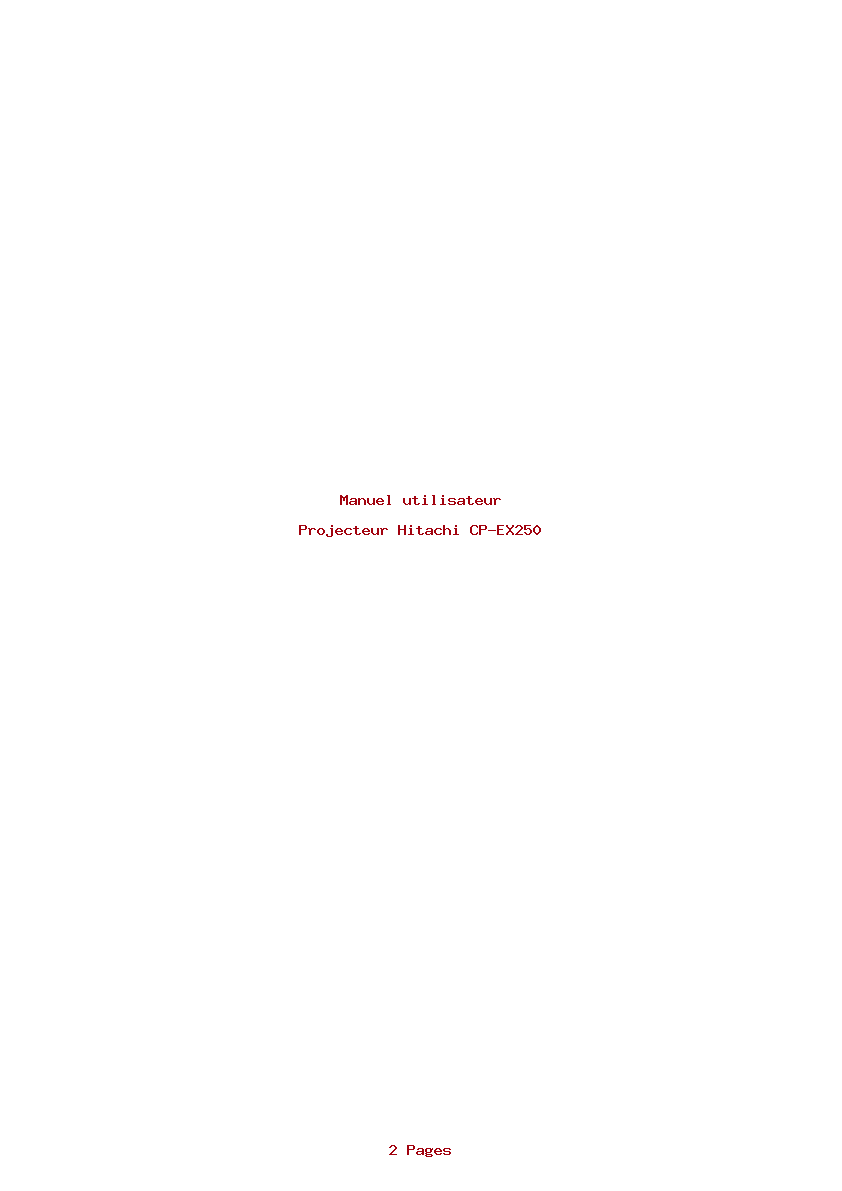 Page 1 de la notice Manuel utilisateur Hitachi CP-EX250