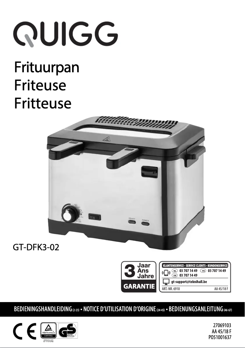 Page 1 de la notice Manuel utilisateur Quigg GT-DFK3-02