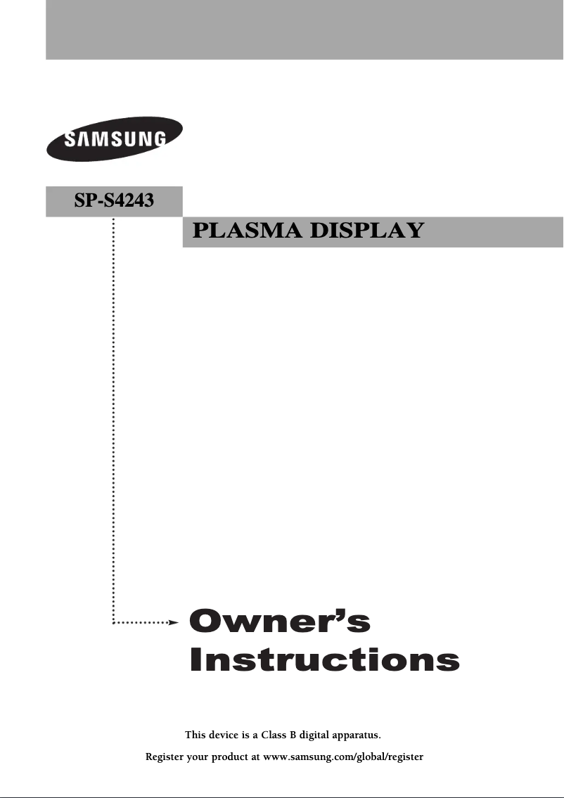 Page 1 de la notice Manuel utilisateur Samsung SP-S4243