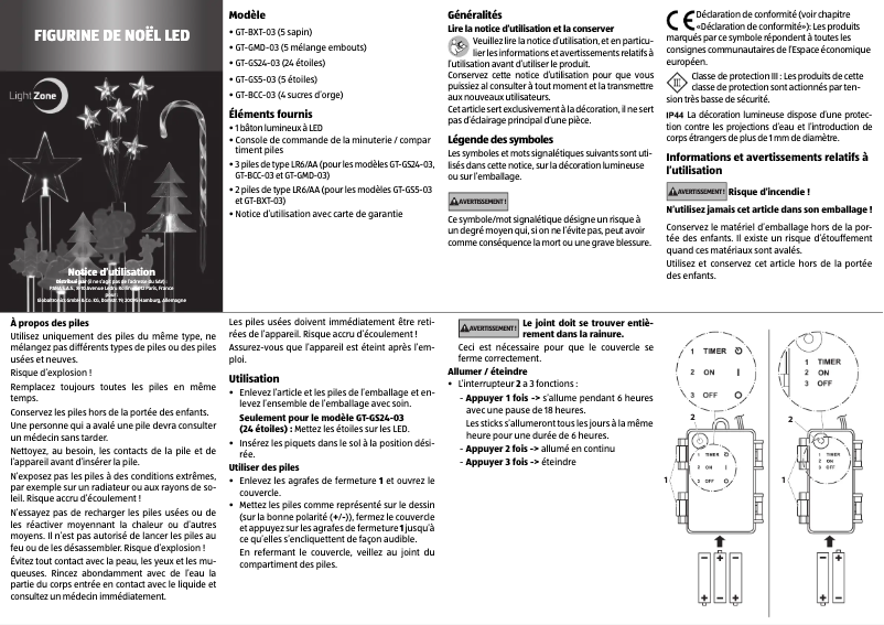 Page 1 de la notice Manuel utilisateur LightZone GT-BXT-03