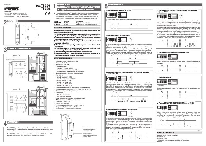 Page 1 de la notice Manuel utilisateur Vemer TE 200