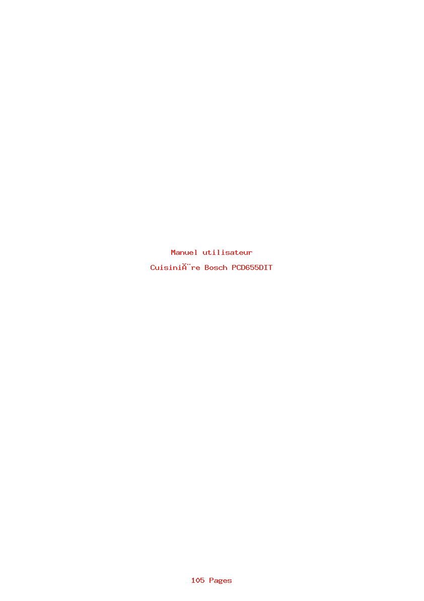 Page 1 de la notice Manuel utilisateur Bosch PCD655DIT