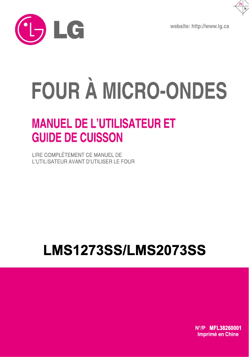 Page 1 de la notice Manuel utilisateur LG LMS1273SS