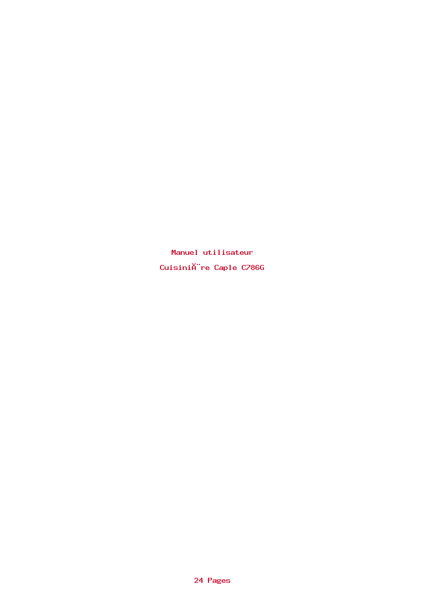 Page 1 de la notice Manuel utilisateur Caple C786G
