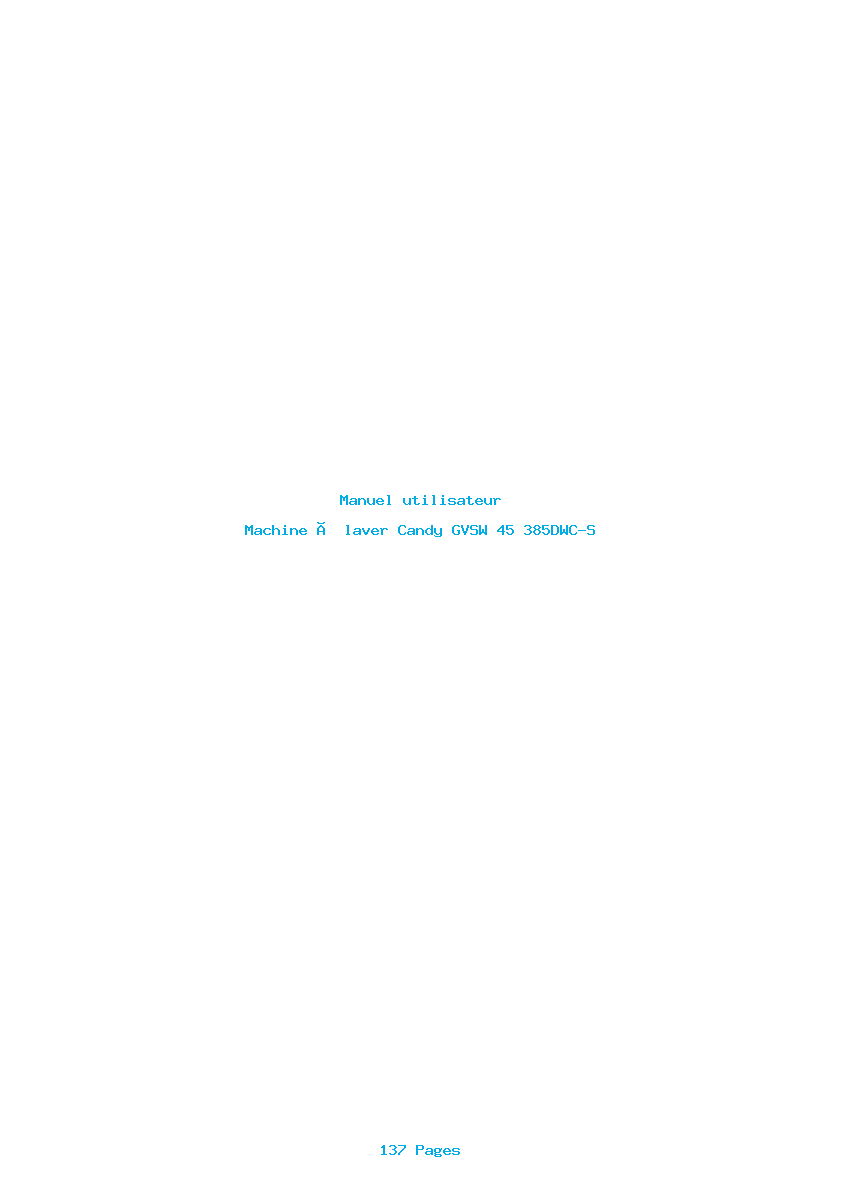 Page 1 de la notice Manuel utilisateur Candy GVSW 45 385DWC-S