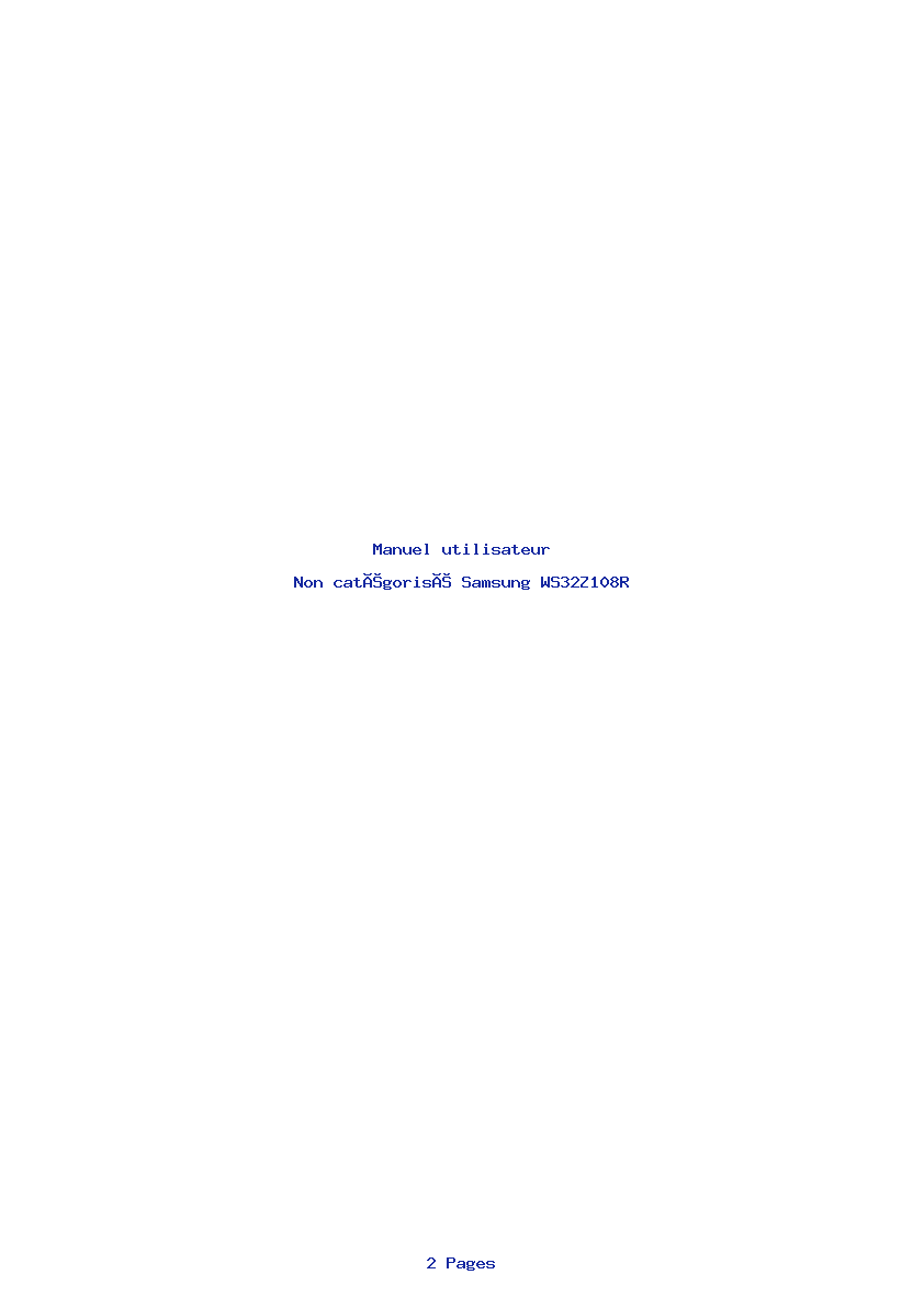 Page 1 de la notice Manuel utilisateur Samsung WS32Z108R